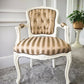 Louis XVl Newly Upholstered Accent Chair Silk Stripe Fabric, White Painted Frame