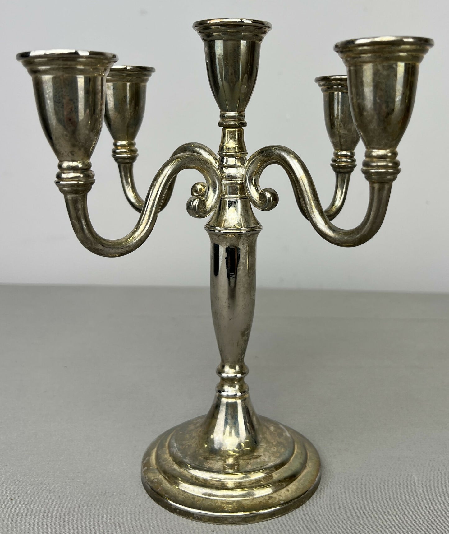 Pair of Candelabras Vintage French Style Metal Five Arm Candle Holders LOT 6481