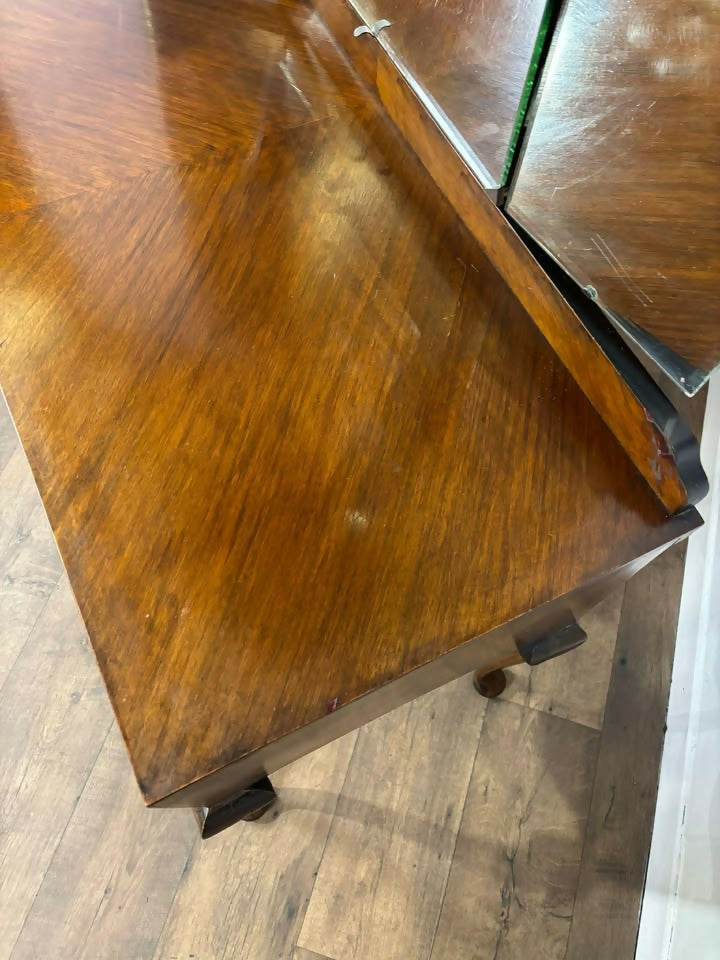 Vintage Walnut Veneered Triptych Mirror Dressing Table