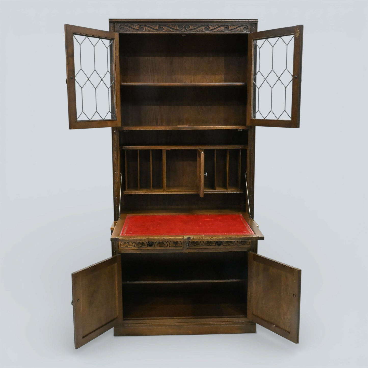 Old Charm Wall Unit Bookcase Display Bureau/Drinks Light Oak FREE UK Delivery*