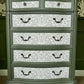 William Morris Style Large chest of drawers. Wood. Handpainted, with decoupage.