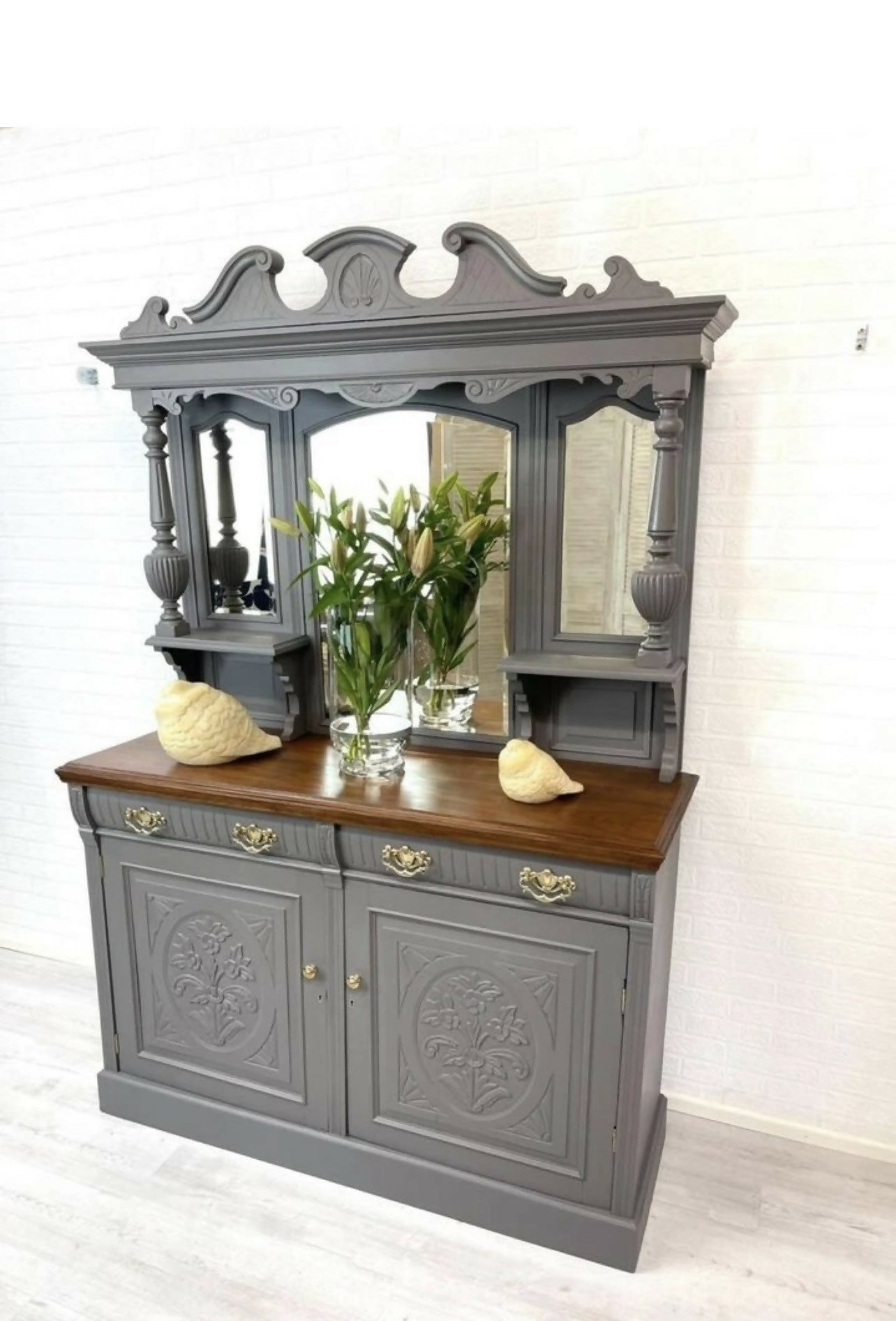 Antique Victorian Chiffonier Mirror Back Sideboard