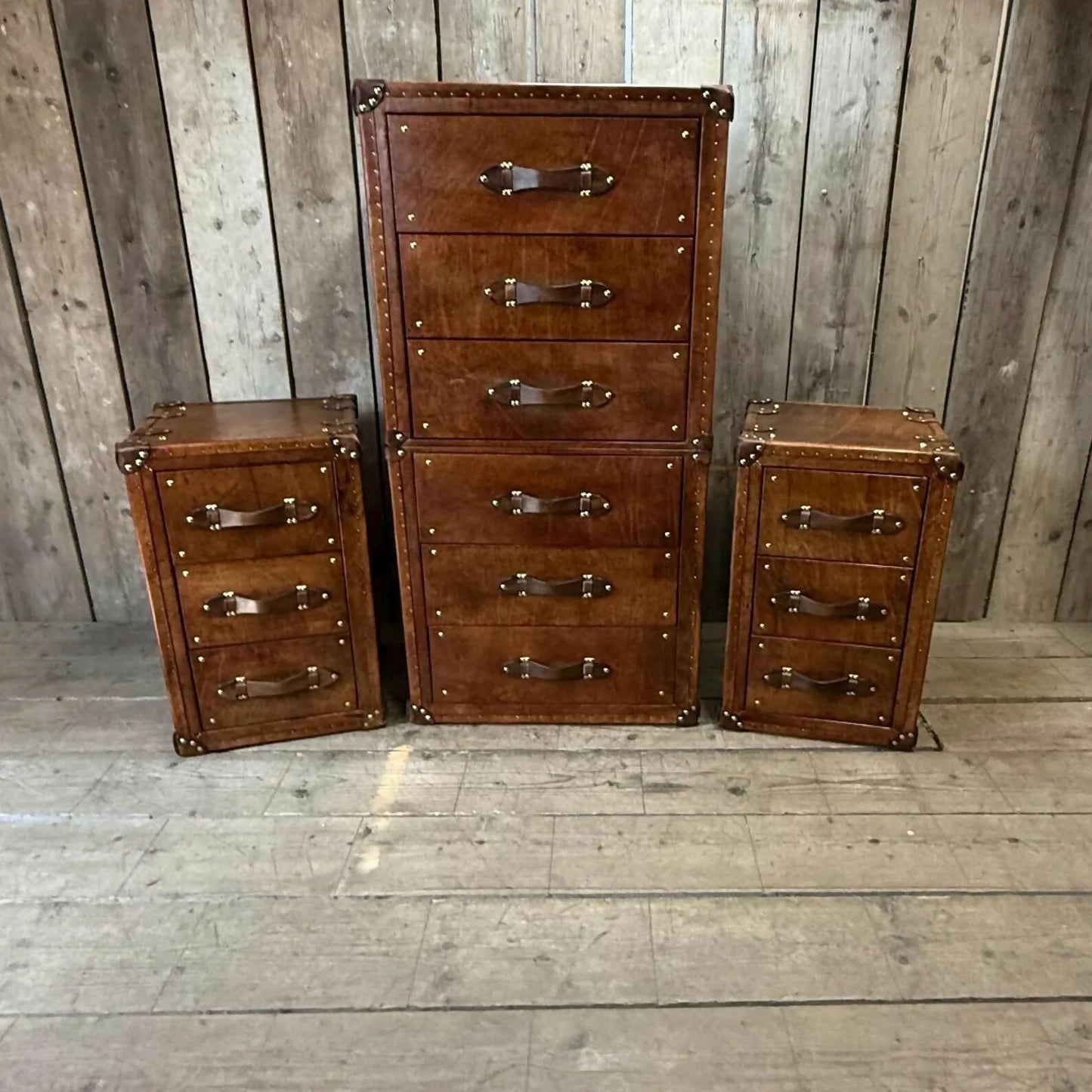 luxury handmade bridle leather bedroom suite set