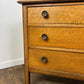 Vintage Oak Dressing Table with Mirror – 3 Drawer Vanity on Castors