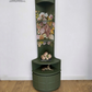 Refinished Nathan deep olive and neutral floral corner cabinet, cupboard, sideboard, shelves drinks cabinet