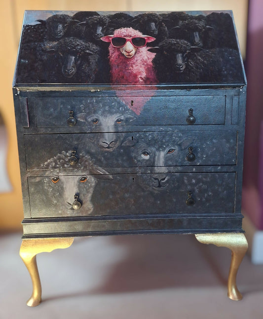“Escape the Sheeple” 1940s Bureau with Drawers