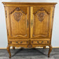 Cabinet Vintage French Louis XVI Oak Carved Cupboard with 2 Drawers LOT 4460