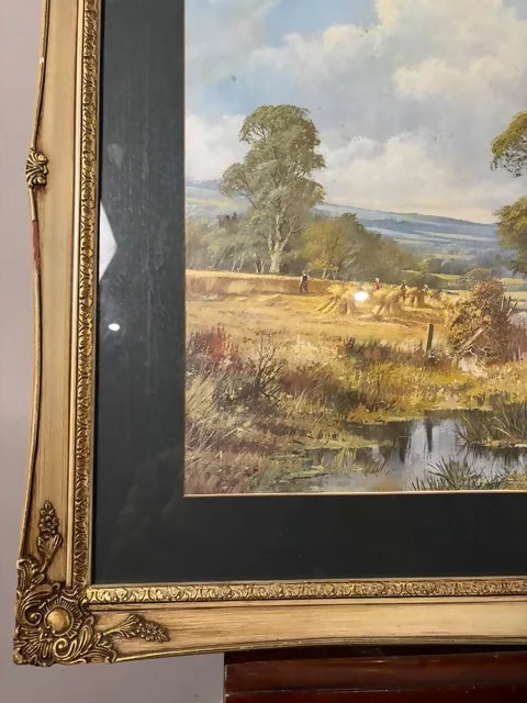 Large Framed Don Vaughan Country Harvest Scene Print