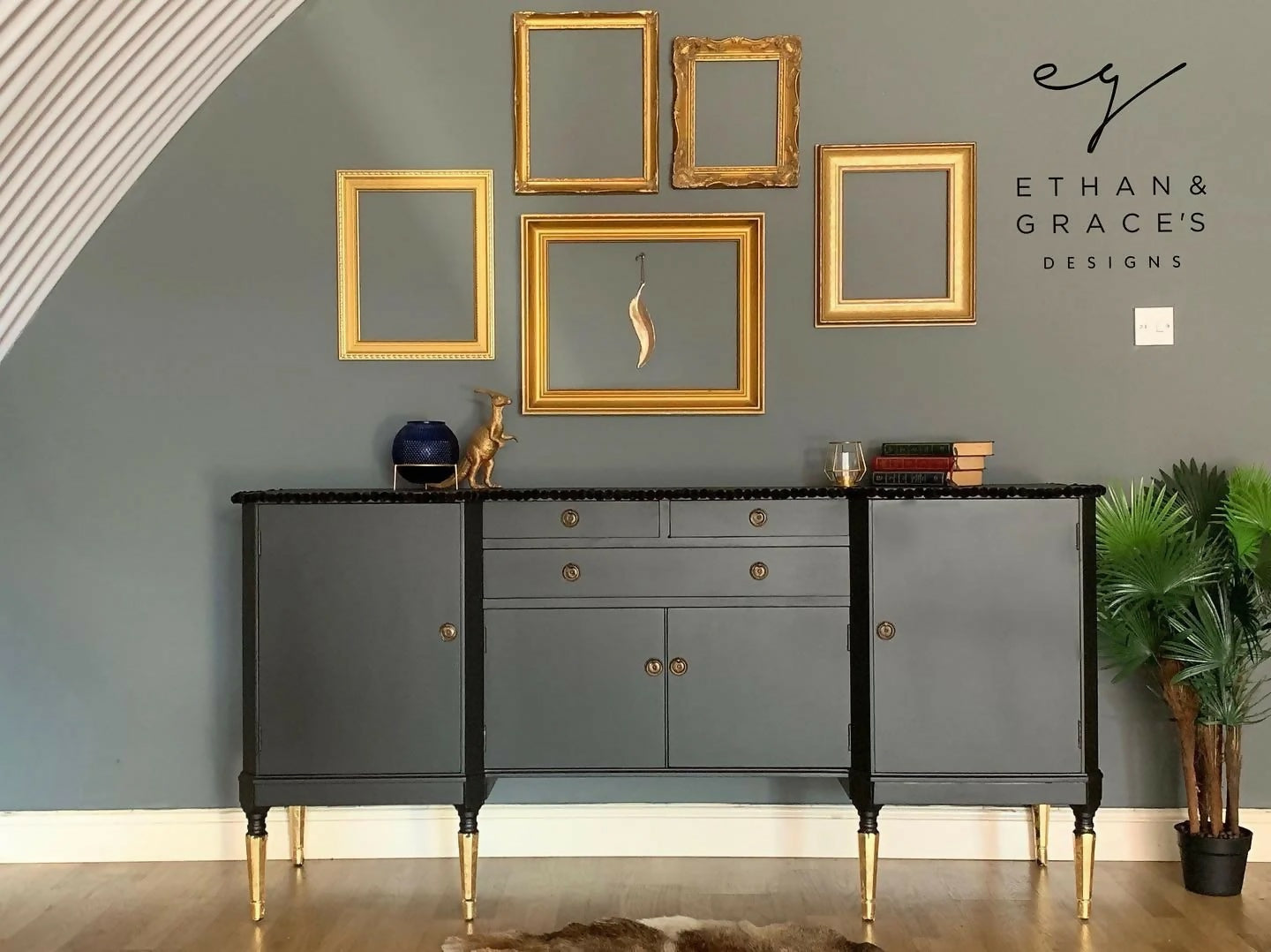Black & gold vintage sideboard