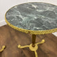 Pair of Circular Gilt Based Tripod Wine Tables with Faux Marble Tops