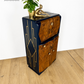 Navy Blue And Gold Art Deco Burl Walnut Cocktail Cabinet, Drinks Cabinet