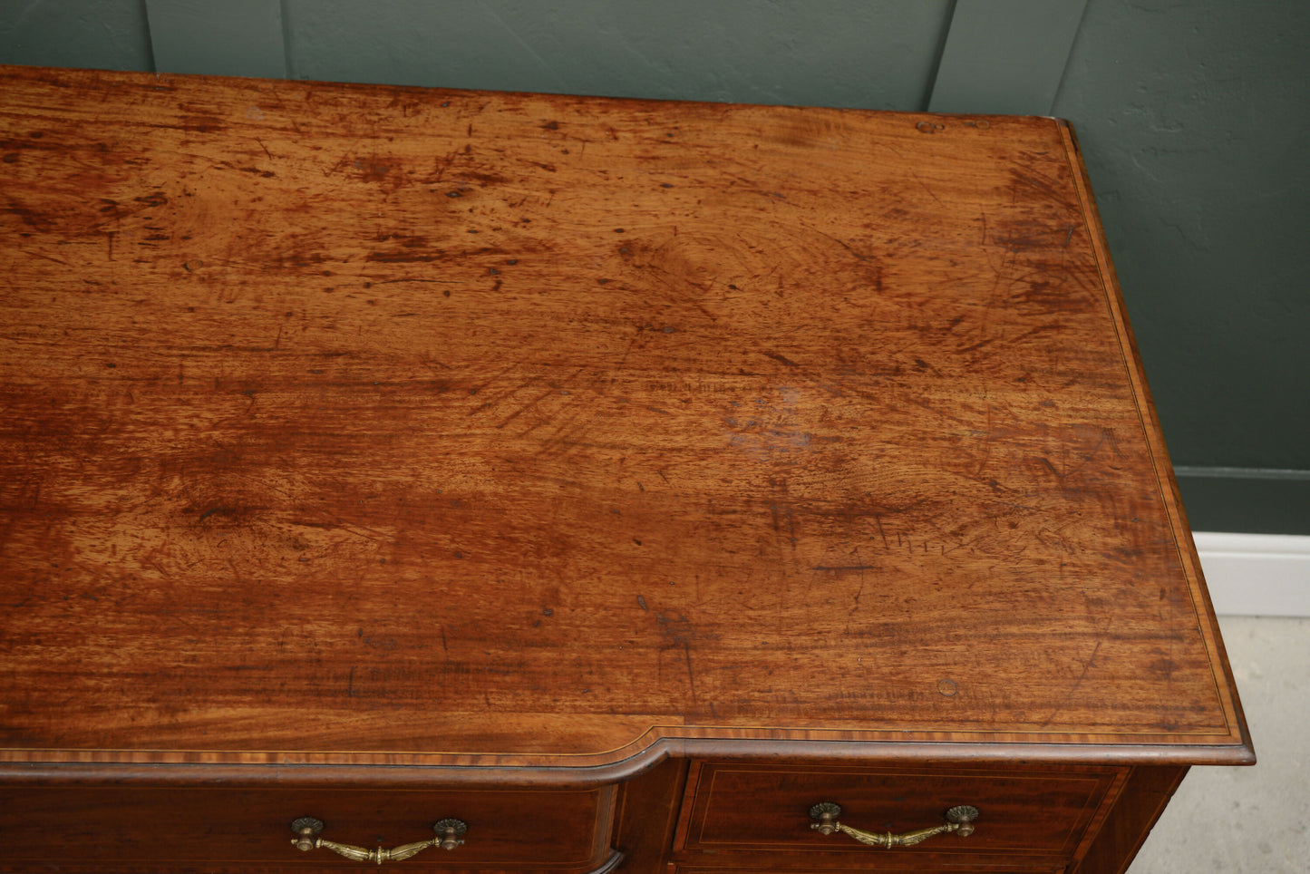 Vintage Mahogany Pedestal Desk - Kneehole - With Drawers