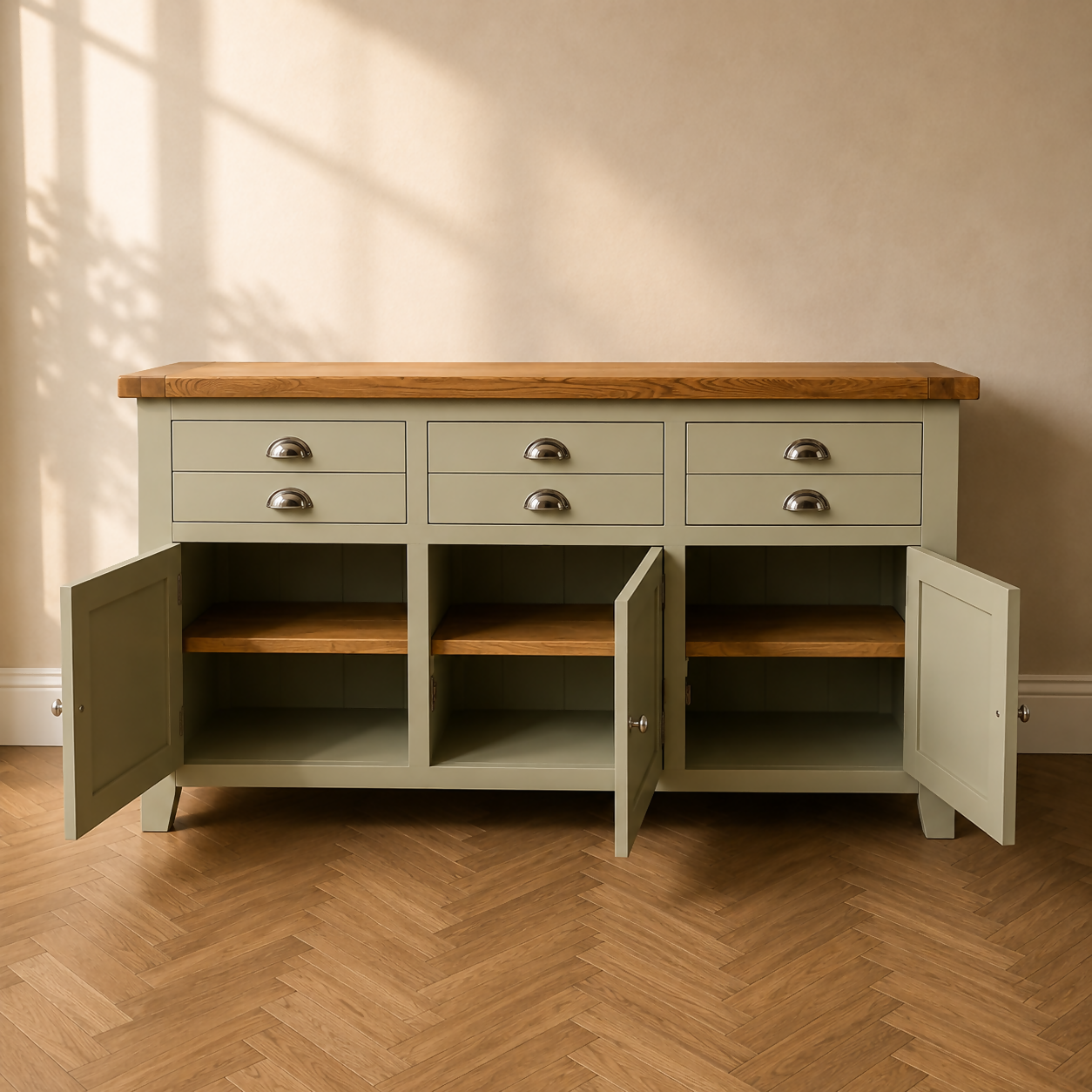 Large Oak Green Sideboard | Vert De Terre