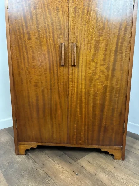 Vintage Oak Tallboy Wardrobe with Drawer Over Cupboard
