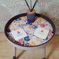 Upcycled Wooden Side End Table | Vintage Hand Painted Chic Bedside Plant Stand Pink & Purple