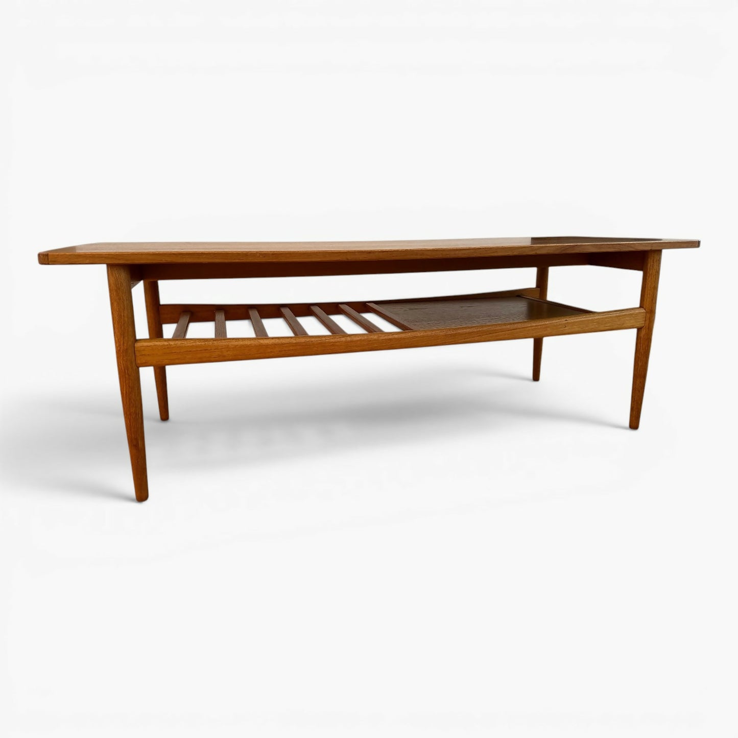 Mid Century Teak Coffee Table With Under Tier Shelf