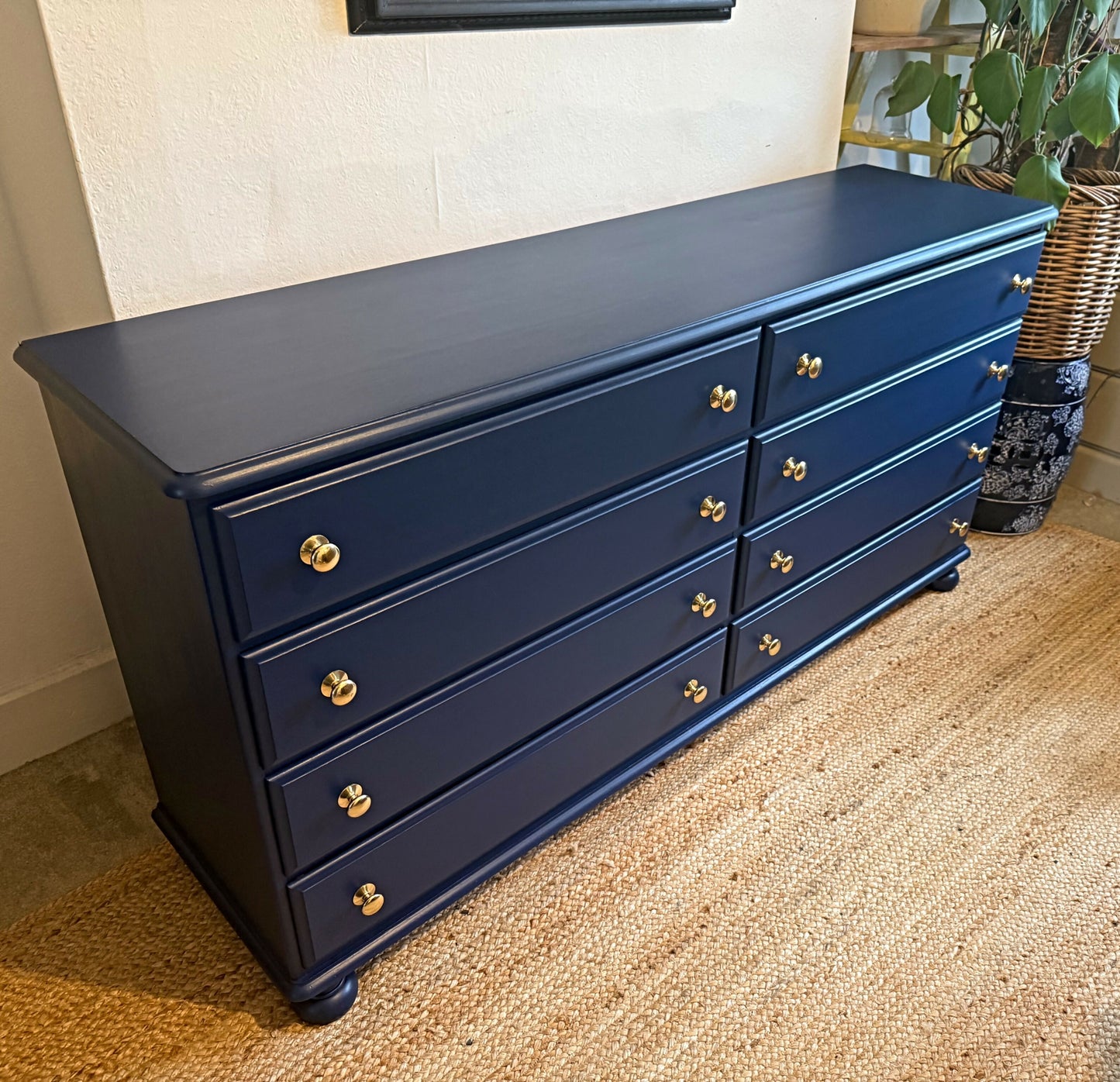 Newly refurbished large bank of drawers chest of drawers solid wood dresser