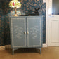 Painted Cupboard - Swedish Blue with Faux Bone Stencilling