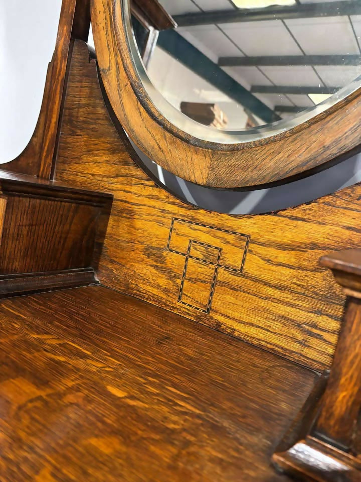 Edwardian Oak Dressing Table3