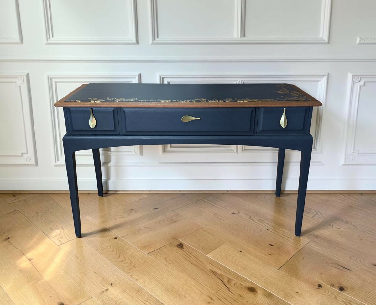 Stag minstrel navy blue gold console table dressing table desk