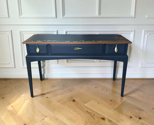 Stag minstrel navy blue gold console table dressing table desk