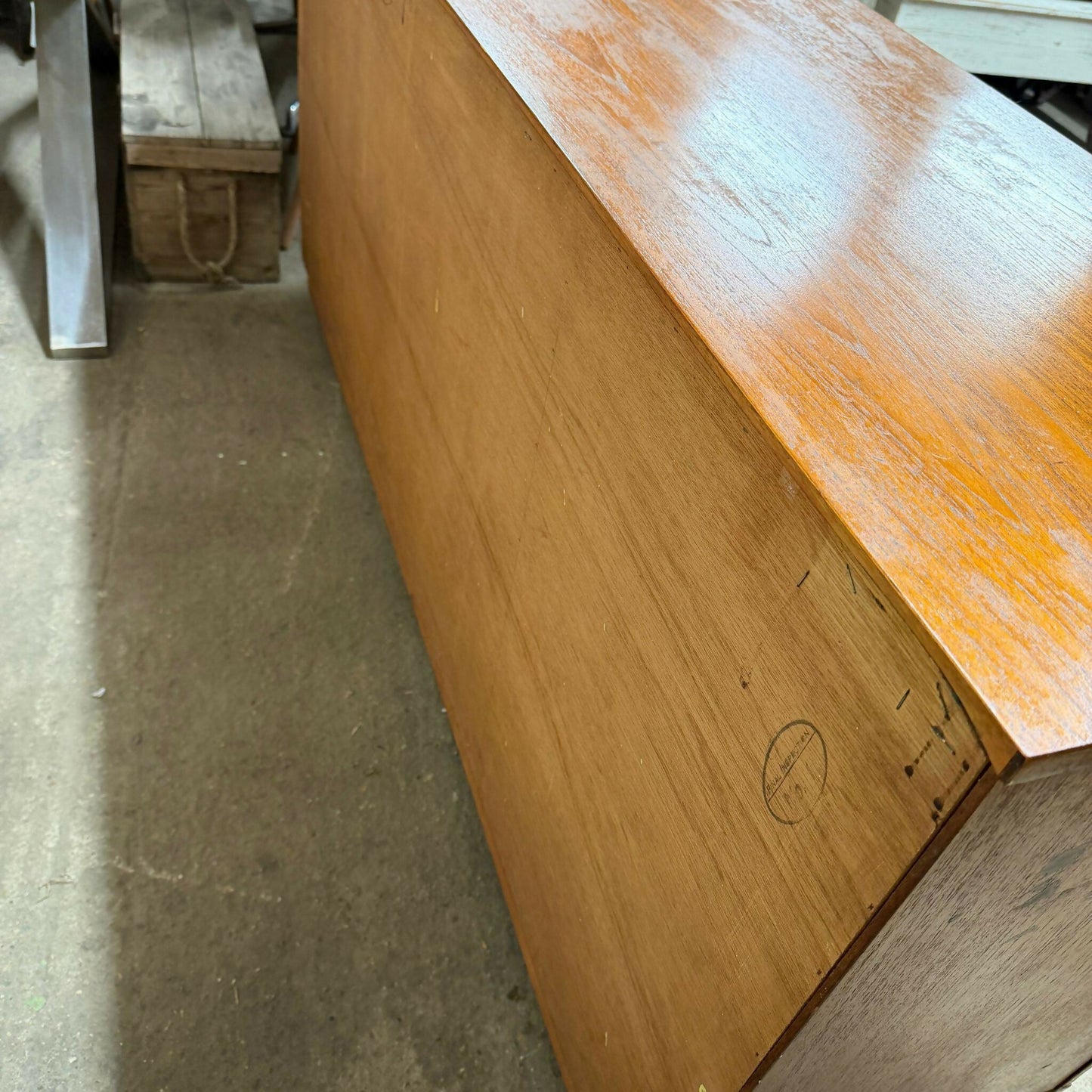 Mid Century Teak Sideboard Double Cupboard 4 Drawers On Castors Possibly Jentiqu