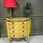Vintage Yellow Painted Chest Of Drawers Italian Origin Gilded Banding Late 1890’s