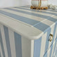 Vintage Hand-painted Stag Minstrel Tallboy, Chest of Drawer Blue & Cream Striped