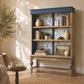 Vintage Open Bookcase | Upcycled Display Cabinet | Blue Botanical Shelving Unit | Hand Painted Furniture