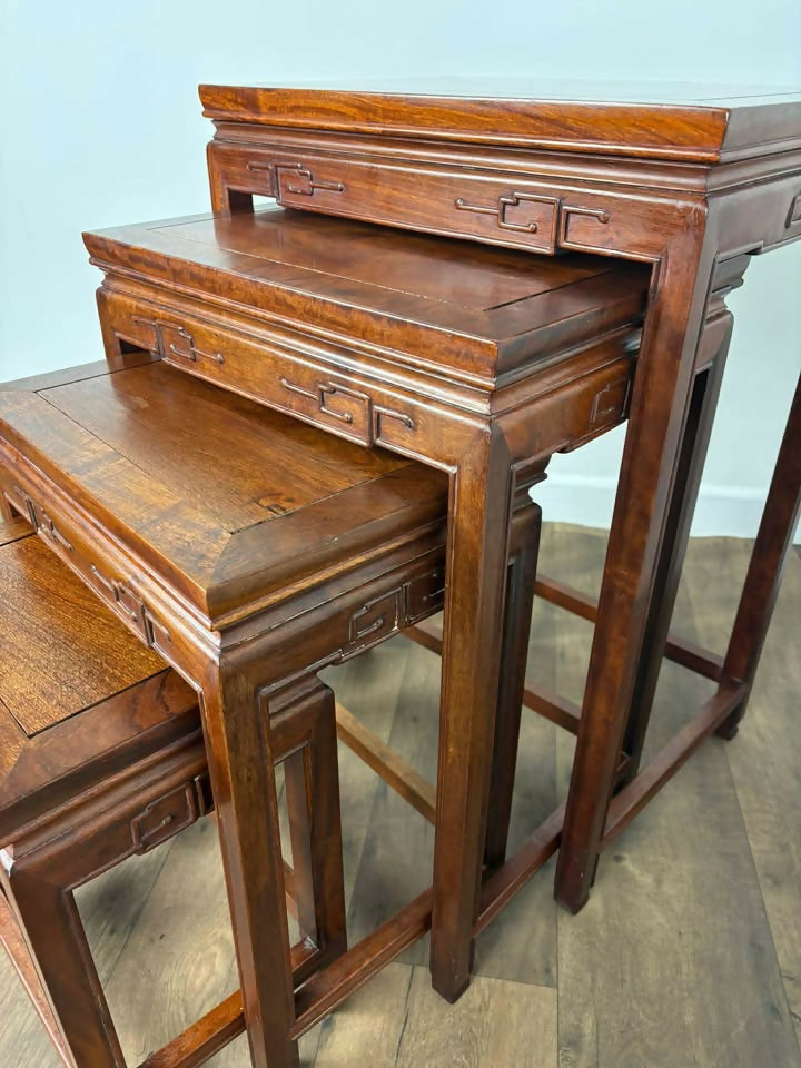 Reproduction Oriental Style Hardwood Nest Of Four Tables