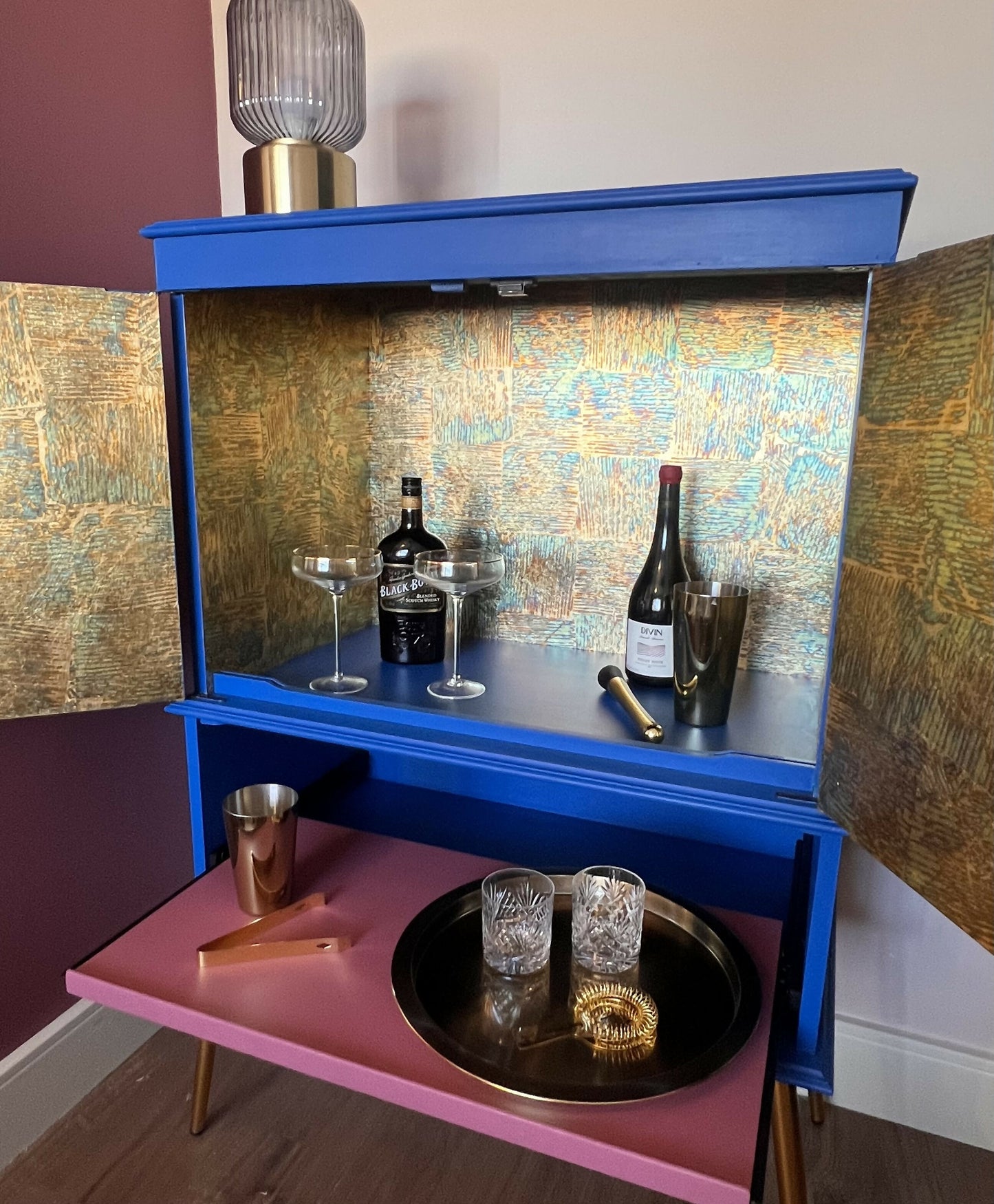 Unique Hand Painted/Upcycled Cocktail Cabinet | Retro Drinks Cabinet