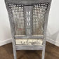 Vintage Painted Grey Cane Back Armchair / Bedroom Chair
