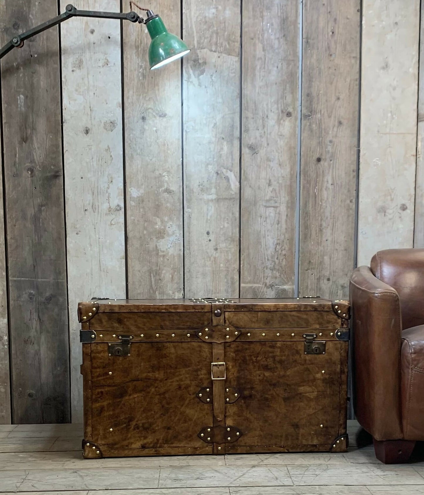Luxury Handmade Leather Coffee Table Vintage Storage Trunk
