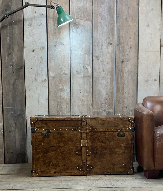 Luxury Handmade Leather Coffee Table Vintage Storage Trunk