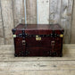 Genuine Bridle Leather Hand Dyed Belted Chestnut Brown Coffee Table Trunk