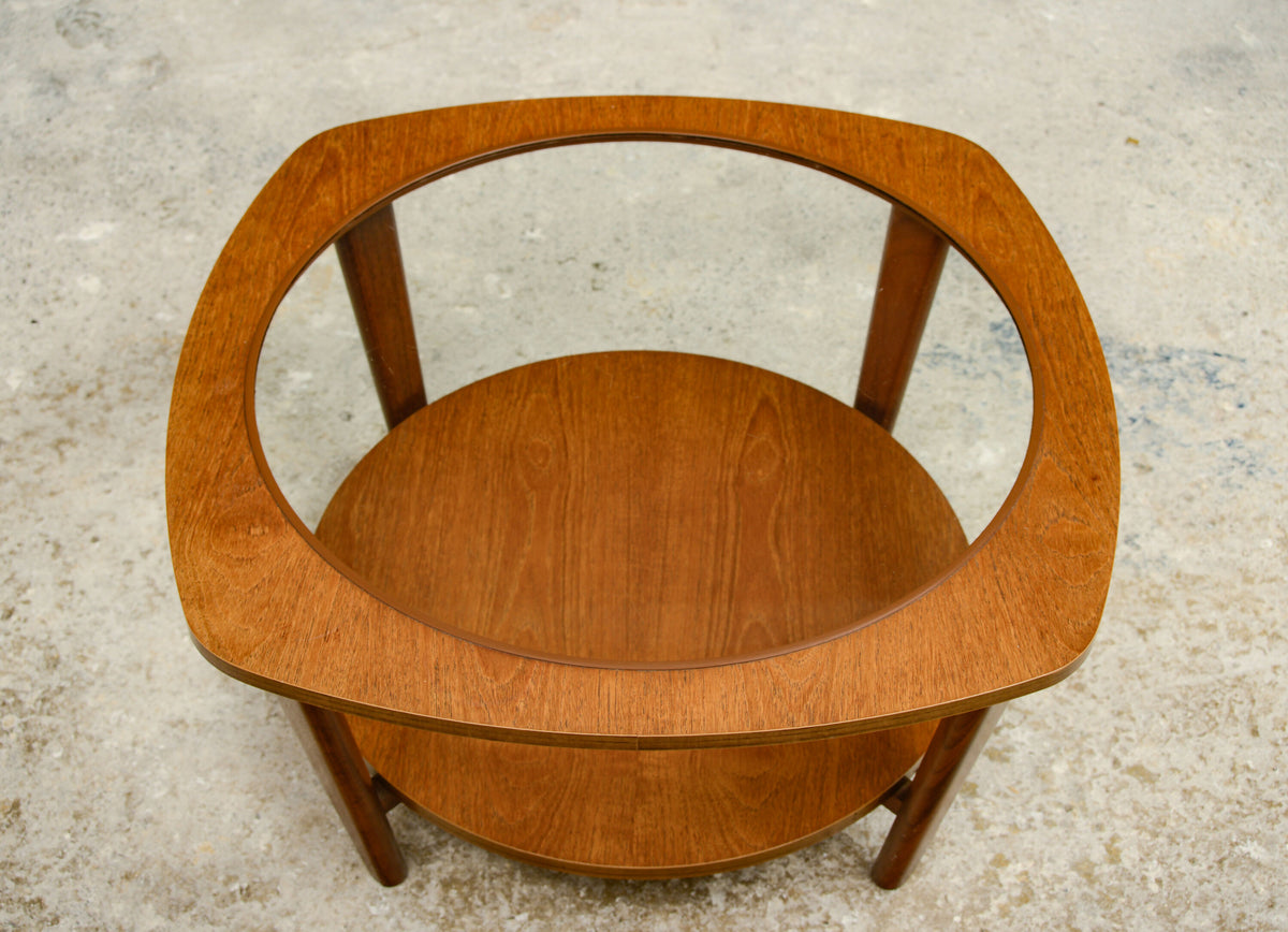Mid Century Teak Astro Style Coffee Table with Glass Top