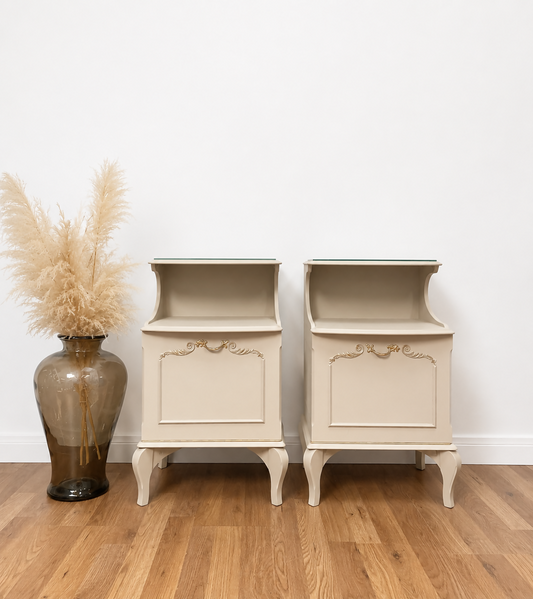 French Louis style bedside cabinets