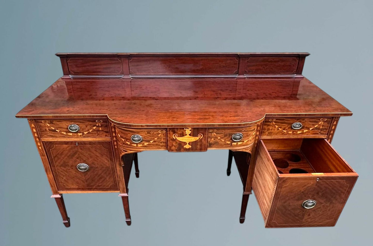 Edwardian Inlaid Mahogany Sheraton Style Sideboard