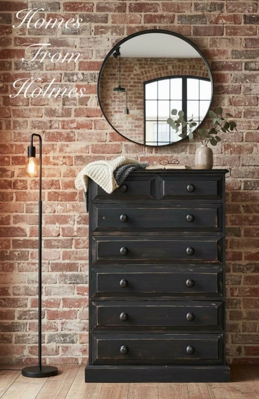 Solid pine handmade chest of drawers / industrial drawers / rustic drawers / farmhouse drawers / black drawers / aged chest of drawers /