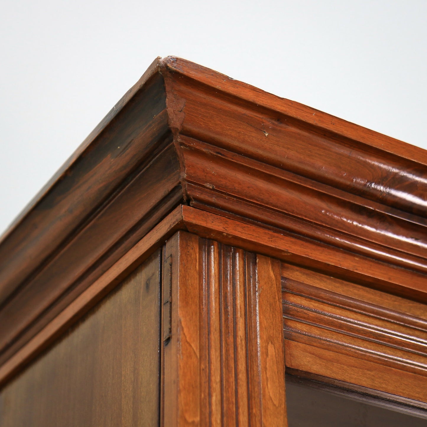 Victorian Mahogany Glazed Bookcase Kitchen Cupboard Display Cabinet