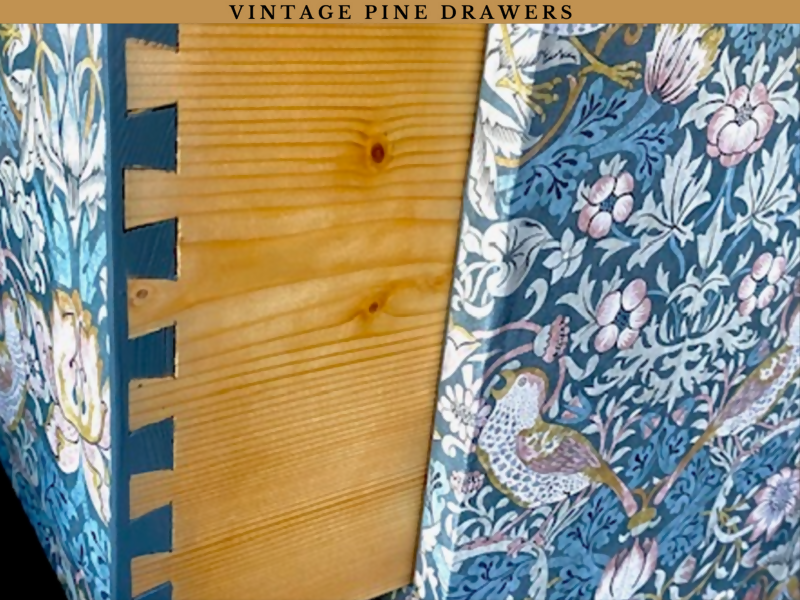 Upcycled Pine Chest Of Drawers, William Morris Print , Living Room, Dining Room, Hall , Kitchen Storage.