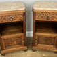 Pair of Bedside Tables Antique French Oak Carved Marble Top Cabinets LOT 6603