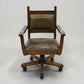 Vintage Wood Bros Old Charm Captains Office Chair Green Hide Leather Swivel Tilt
