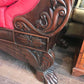 Vintage Victorian 3 Seater Mahogany Sofa With Curved Ends, Lions Paw Feet. Stunning!!