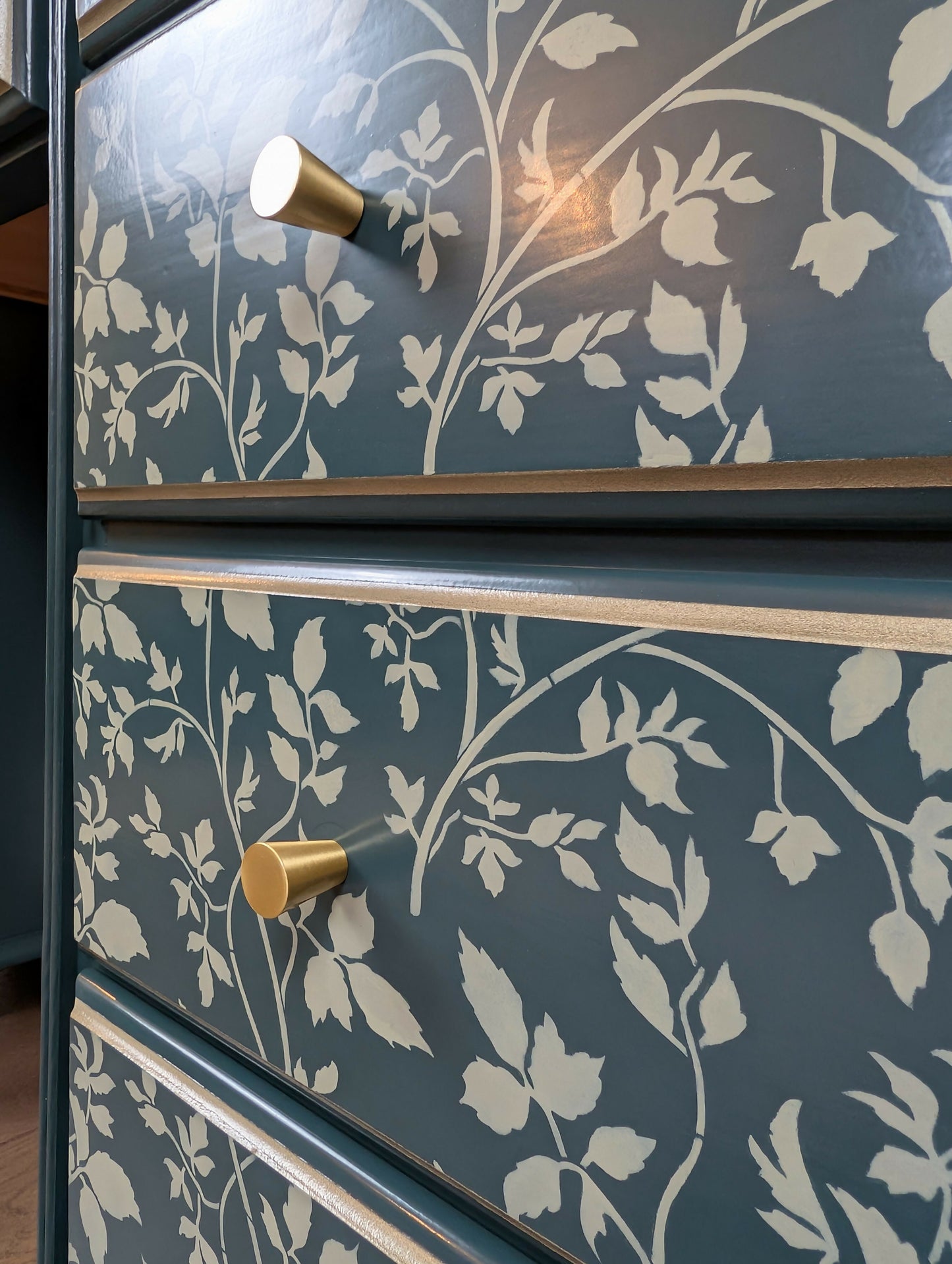 Hand-Painted Green Stencil Desk | Upcycled Vintage Writing Table | Unique Statement Piece