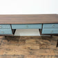 Vintage Stag Minstrel Dressing Table, Desk Dark Wood and Green Blue. Painted Upcycled Furniture