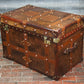 Vintage Inspired English Leather Steamer Trunk Interior Coffee Table End Table