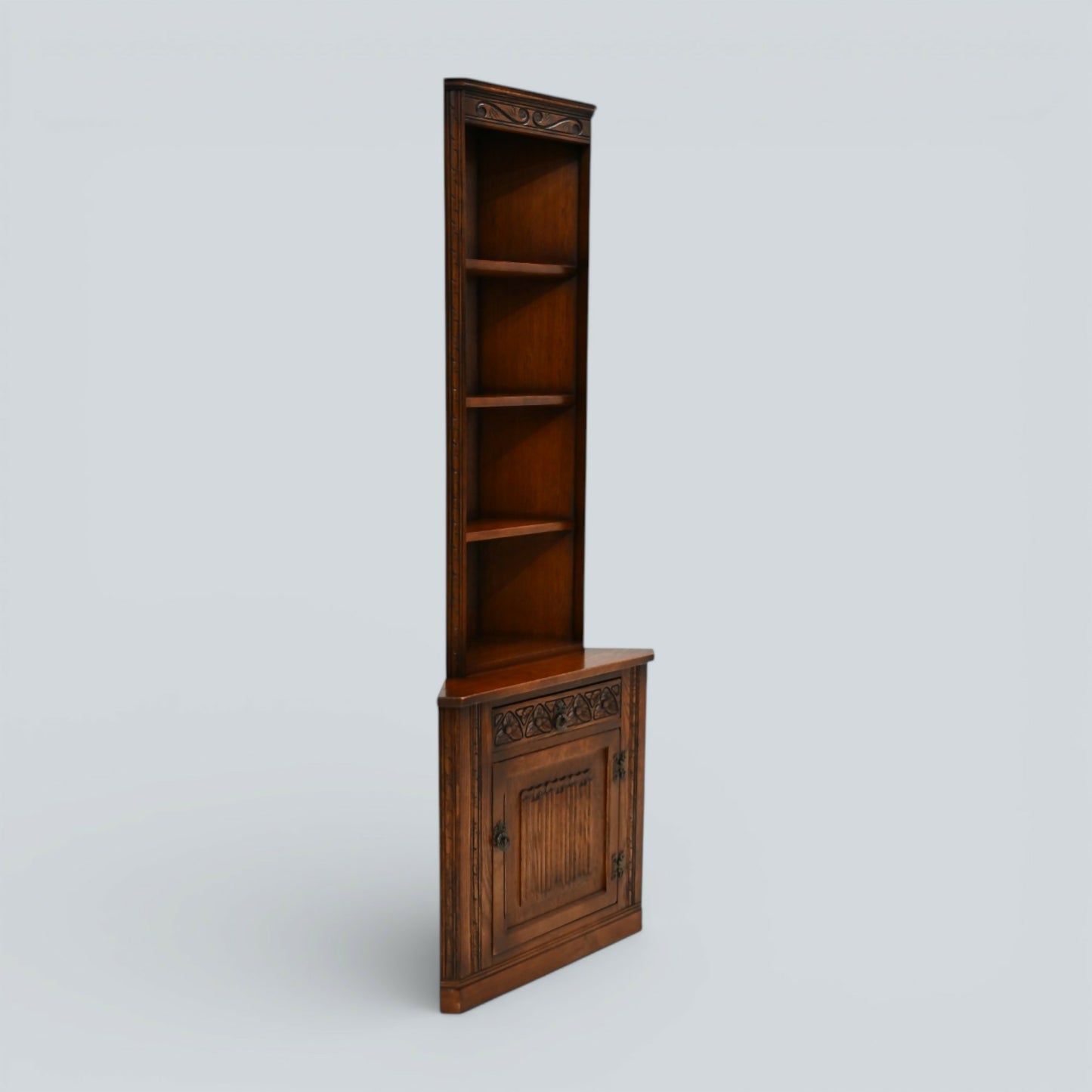 Old Charm Tall Corner Unit with Cupboard and Shelves Carvings FREE UK Delivery