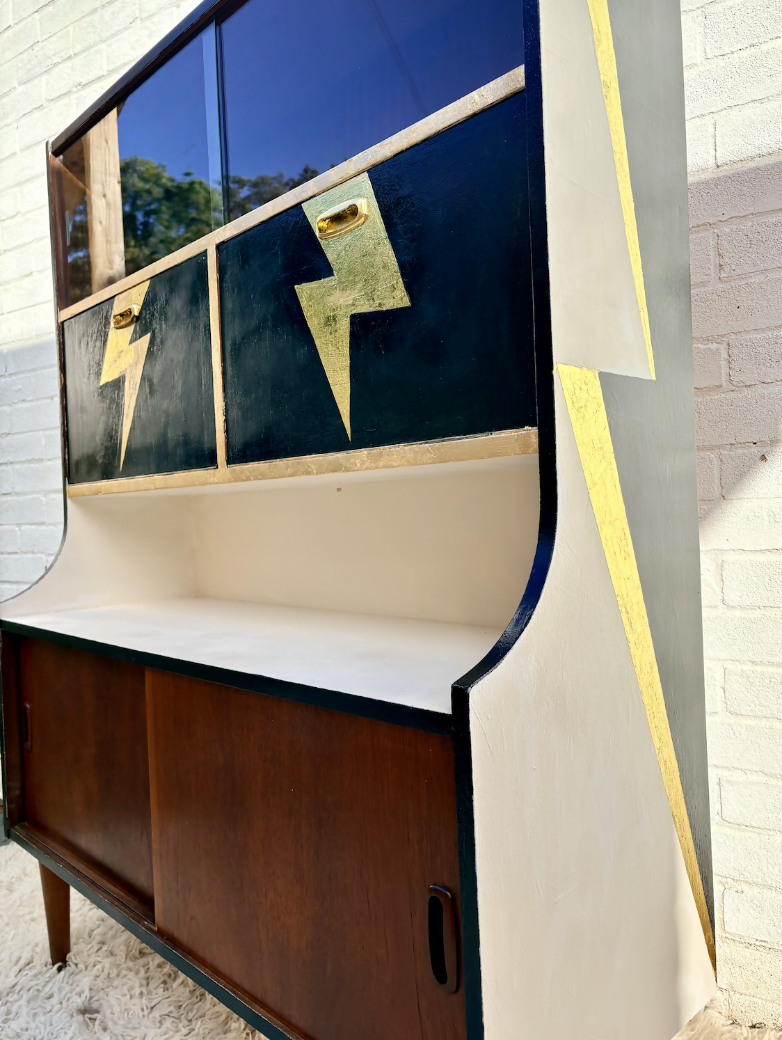 Rock N’ Roll Themed Jentique Mid-century Sideboard Bowie Lightning