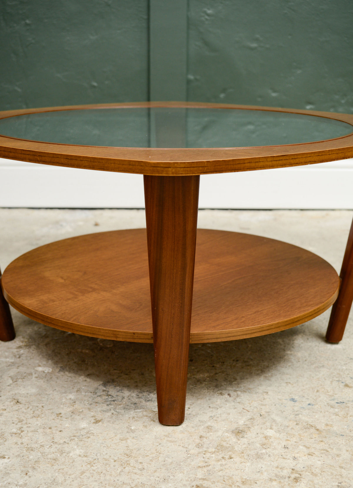 Mid Century Teak Astro Style Coffee Table with Glass Top